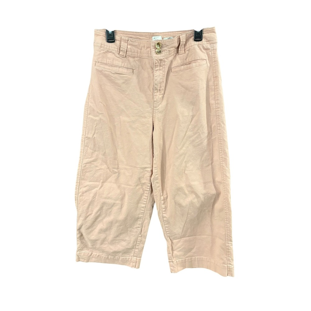 A New Day Womens High-Rise Wide Leg Cropped Pants Pink Stretch Size 10